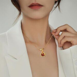 18k Gold pomegranate fruit necklace
